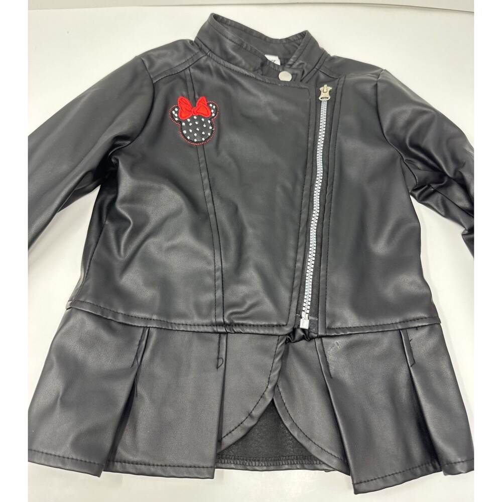 Disney Minnie Mouse Kids Biker Jacket Coat Size 6 Moto Motorcycle Faux Leather